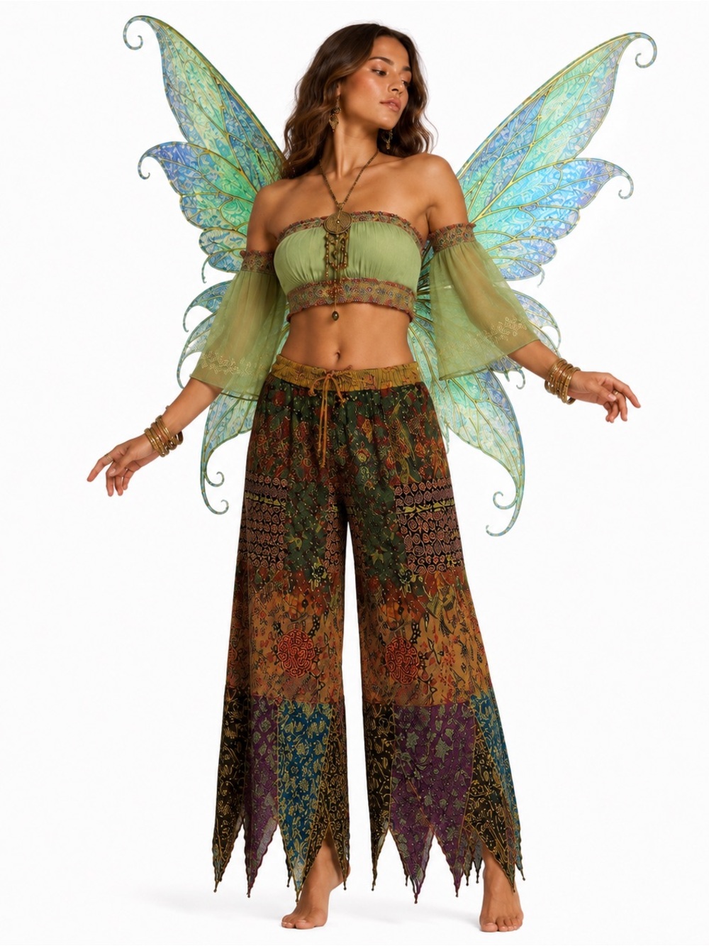 Hippie Forever Handmade Patchwork Handkerchief Pants Women SZ OS Whimsical Fairy